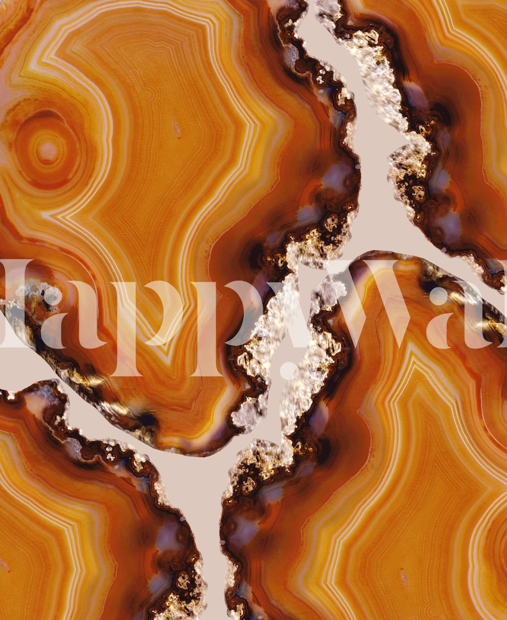 Brown and orange agate pattern with natural stone appearance wallpaper