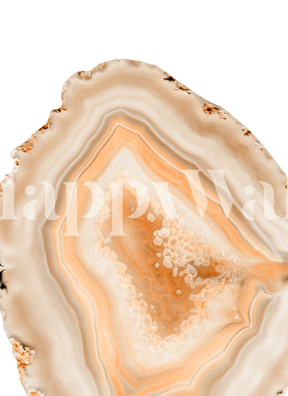 Soft Orange Agate pattern wall mural showcasing warm hues and natural crystalline designs