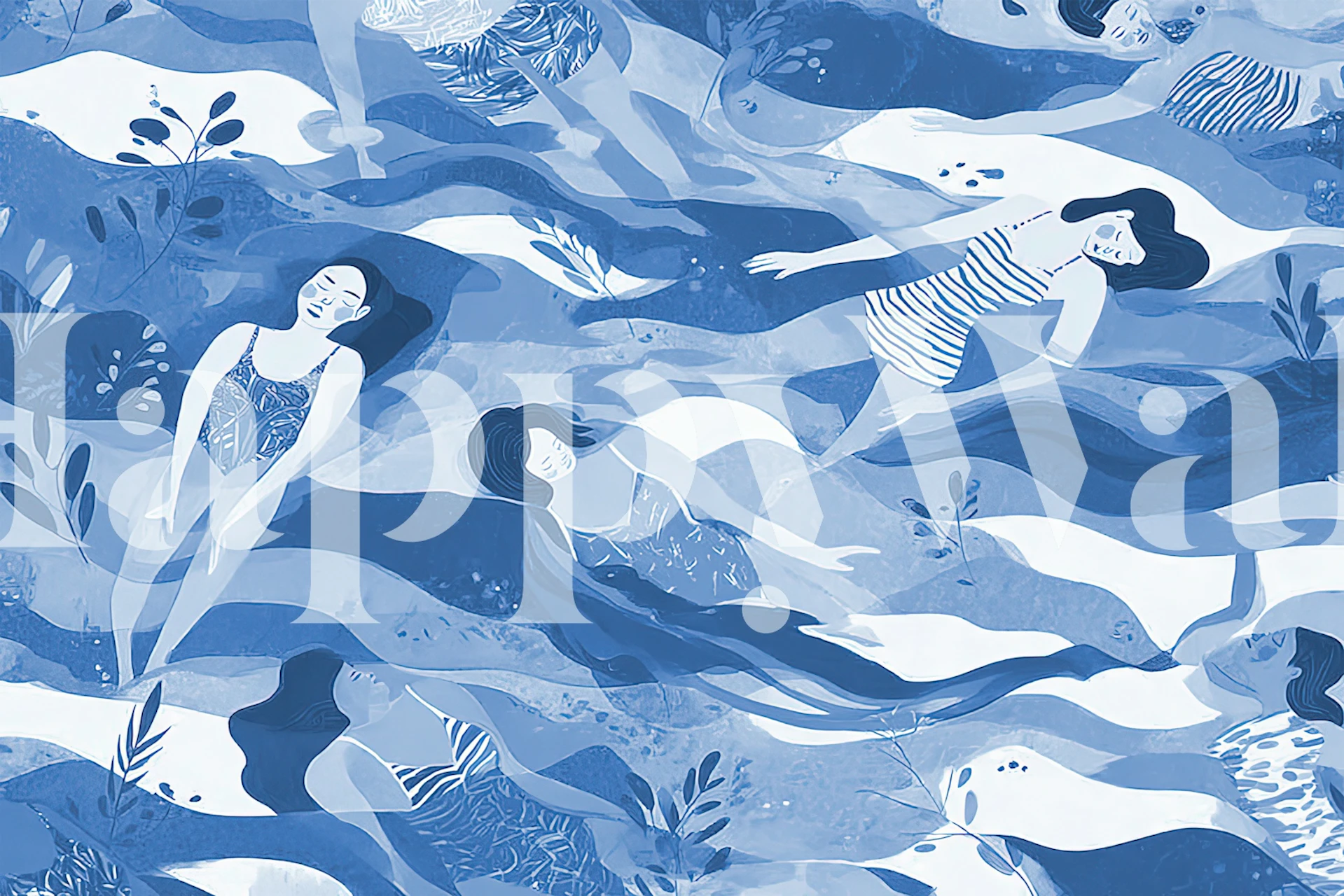 Serene summertime wallpaper design in a room