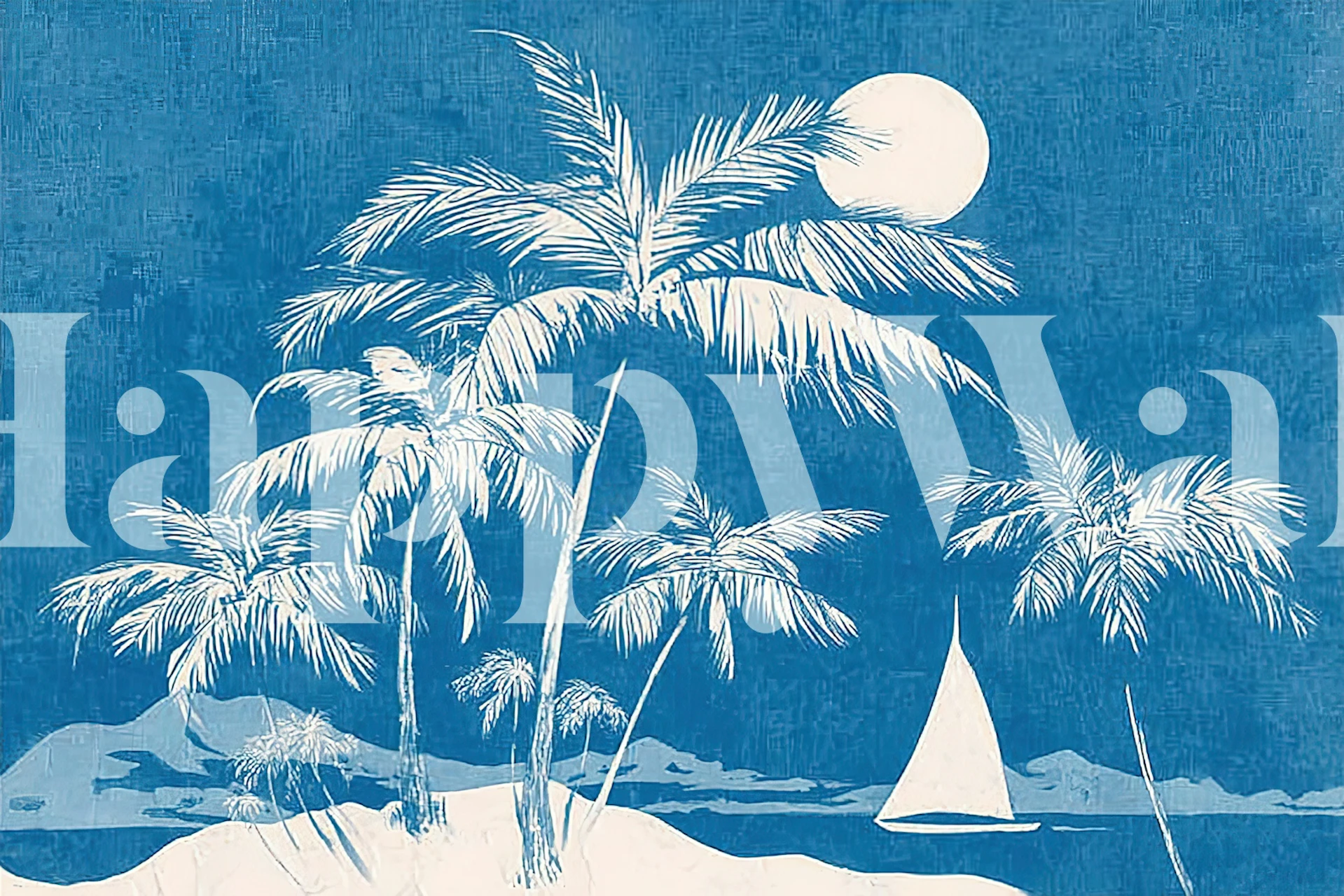 Empapelado Moonlit Island en una habitación