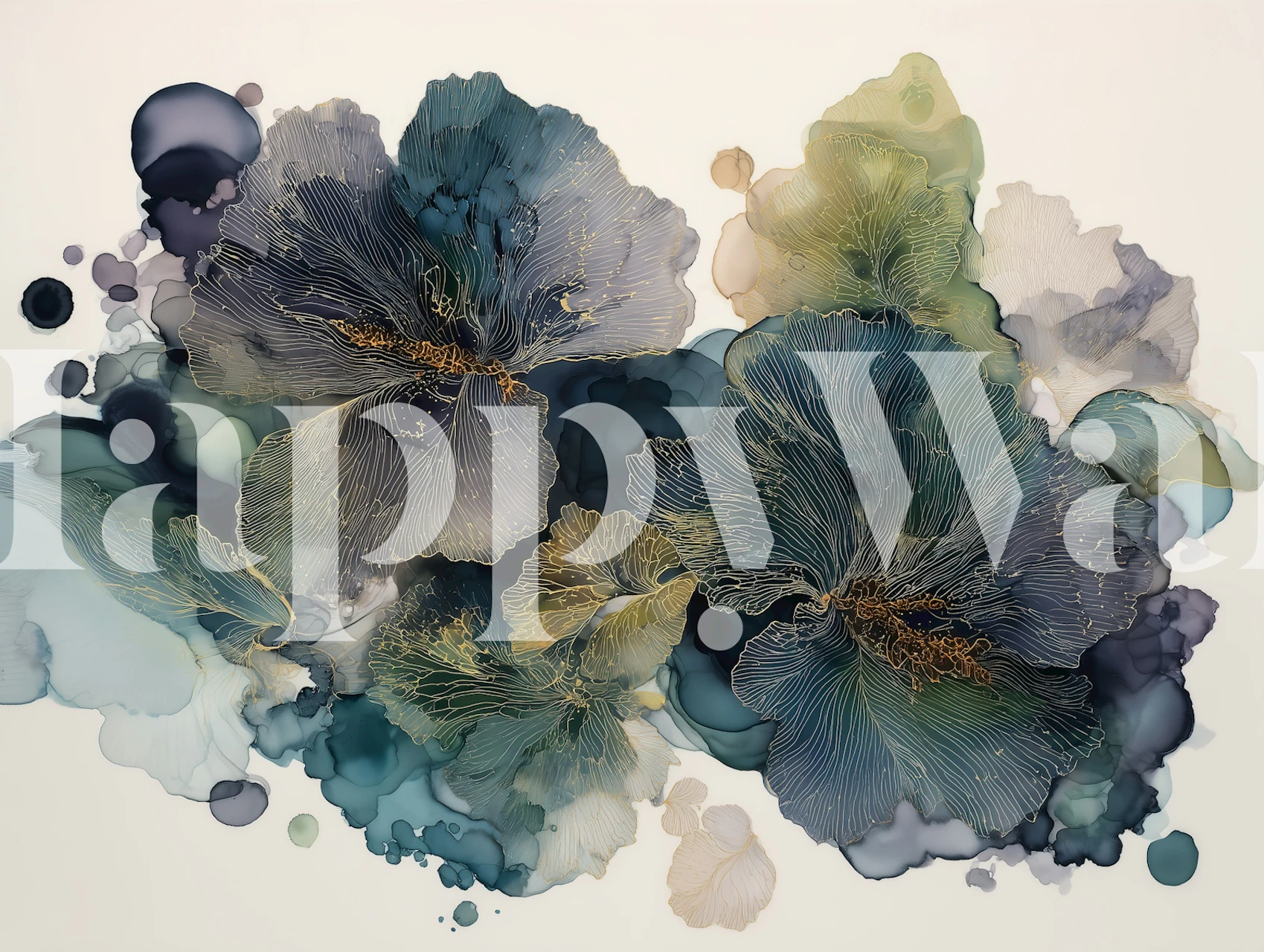 Papel pintado Midnight Petal Symphony en ajuste de habitación