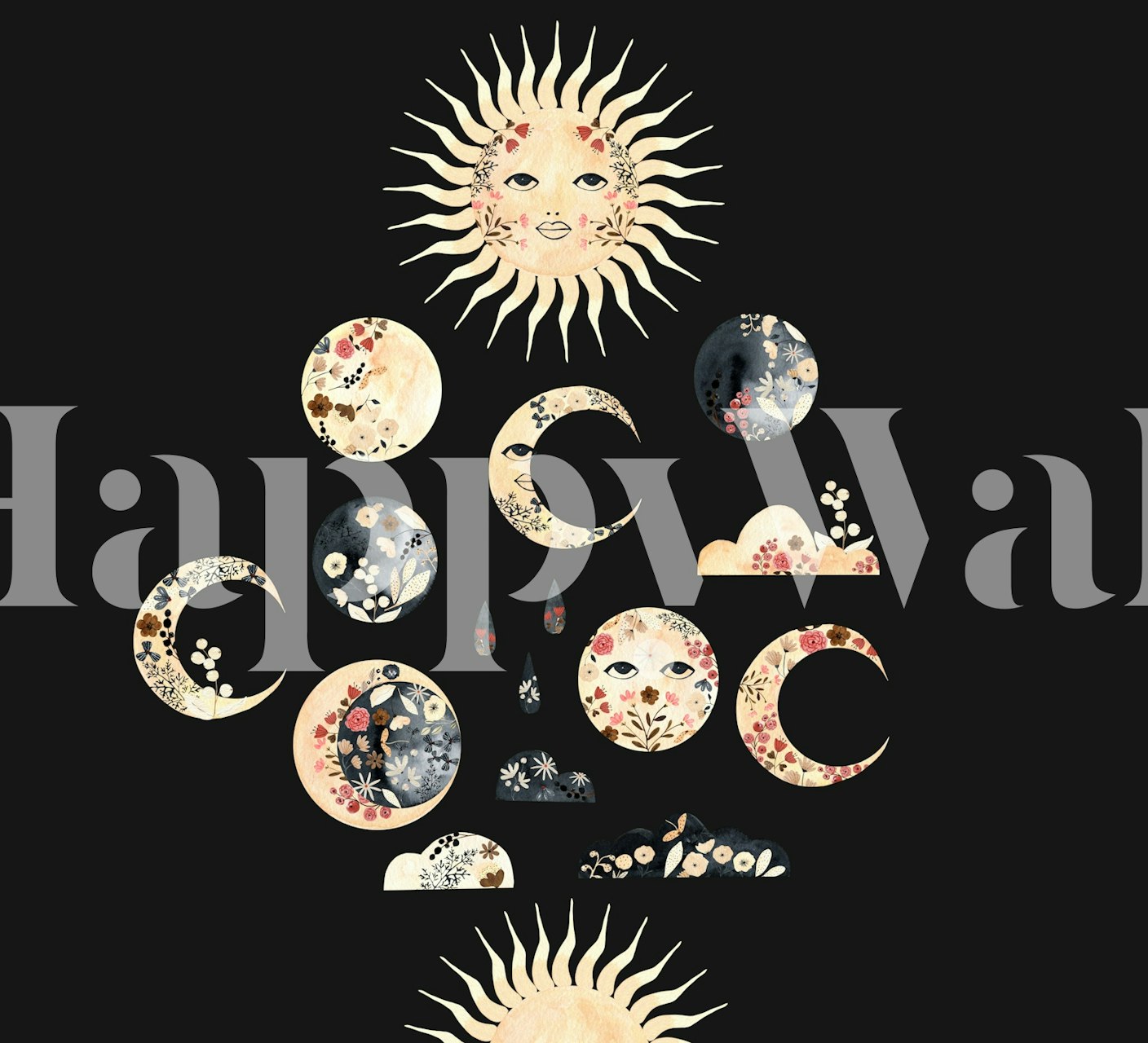 Tapeta Sun and Moon Harmony w pokoju