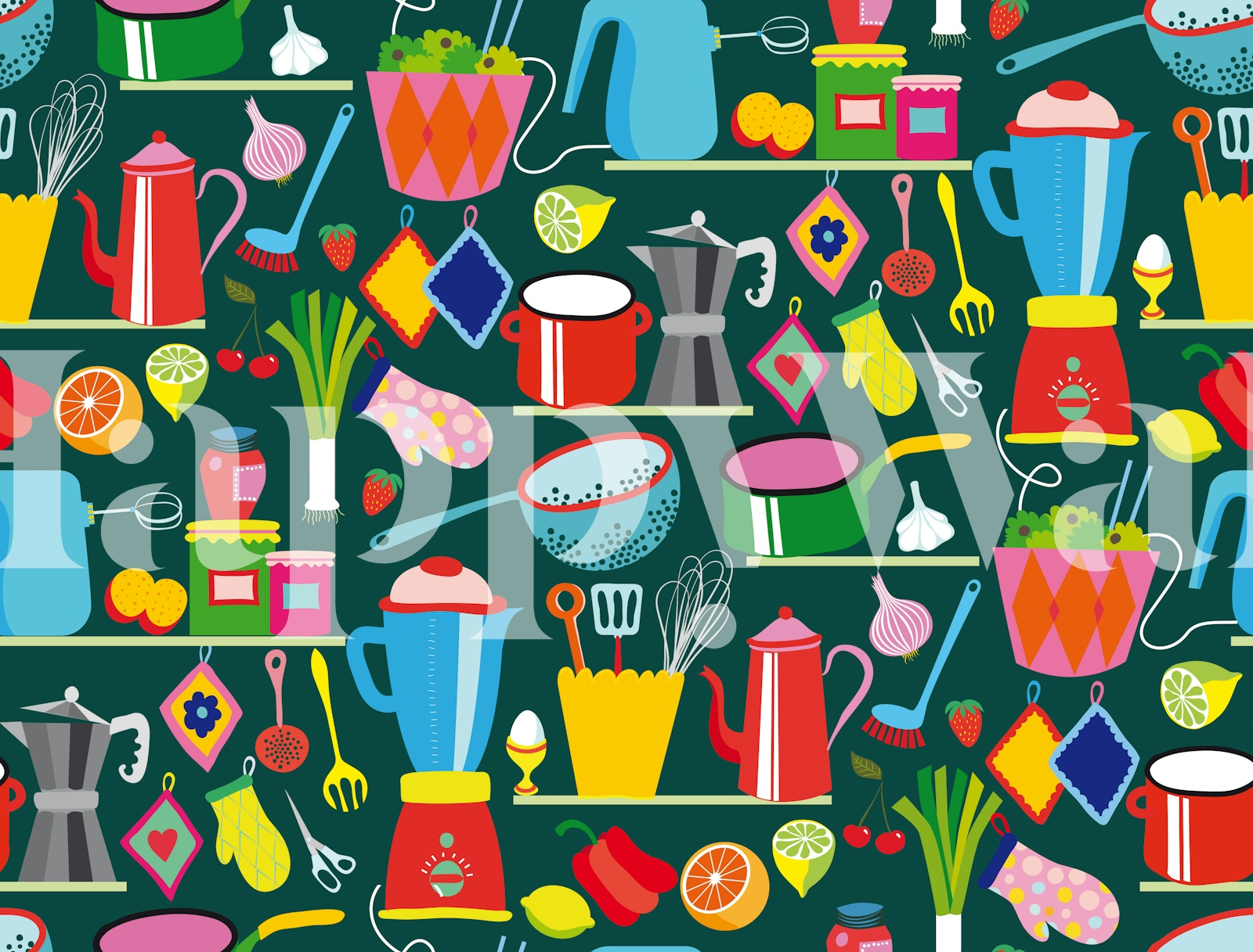 Happy Colorful Kitchen Wallpaper | happywall.com