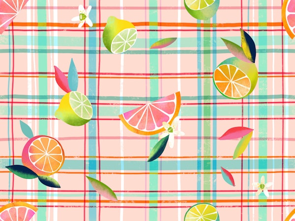 summer citrus picnic plaid