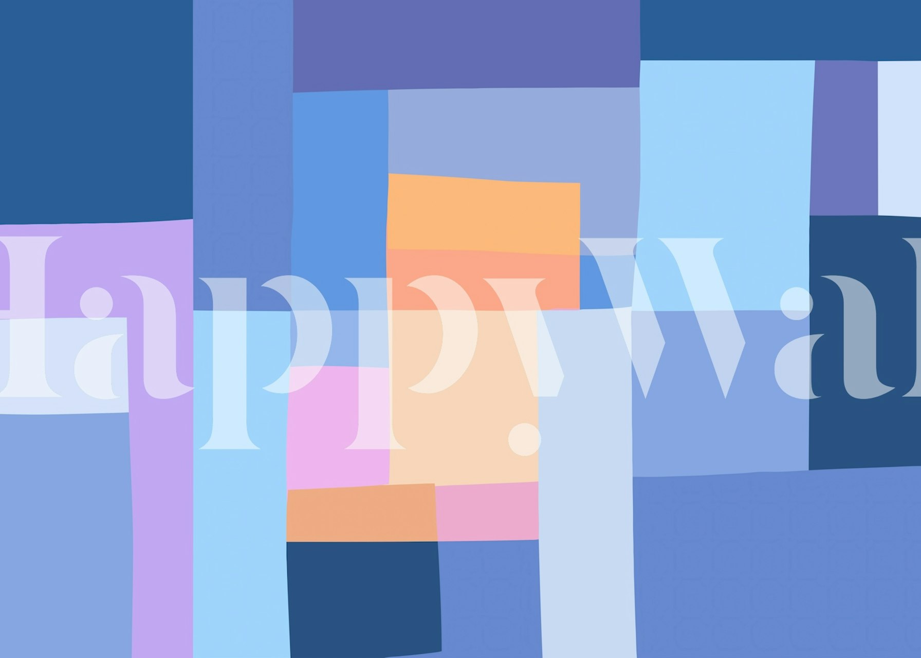 Mosaic colorblocking design in blue and lilac wallpaper