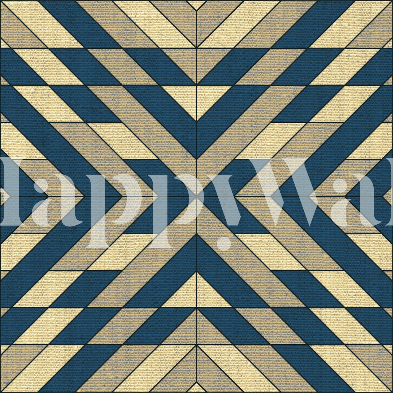 Navy and beige geometric patterns wallpaper