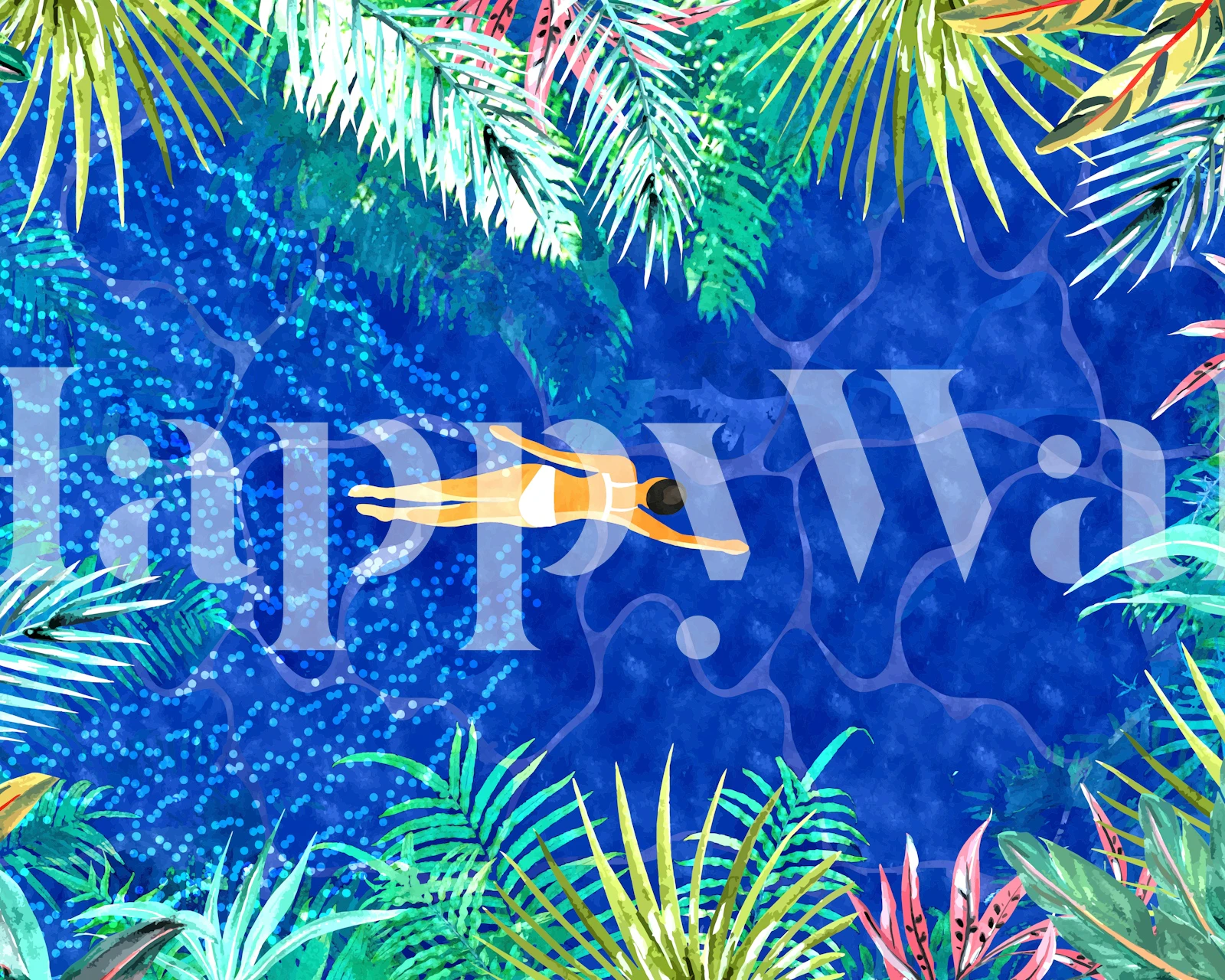 Diseño de papel pintado Tropical Jungle Pool