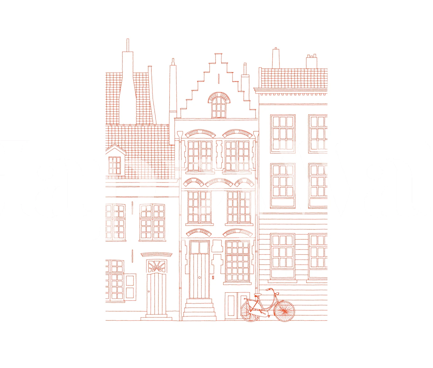 Line art of Amsterdam houses in soft pink wallpaper