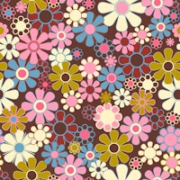 Groovy Vintage Style Floral 60s 70s Pattern carta da parati