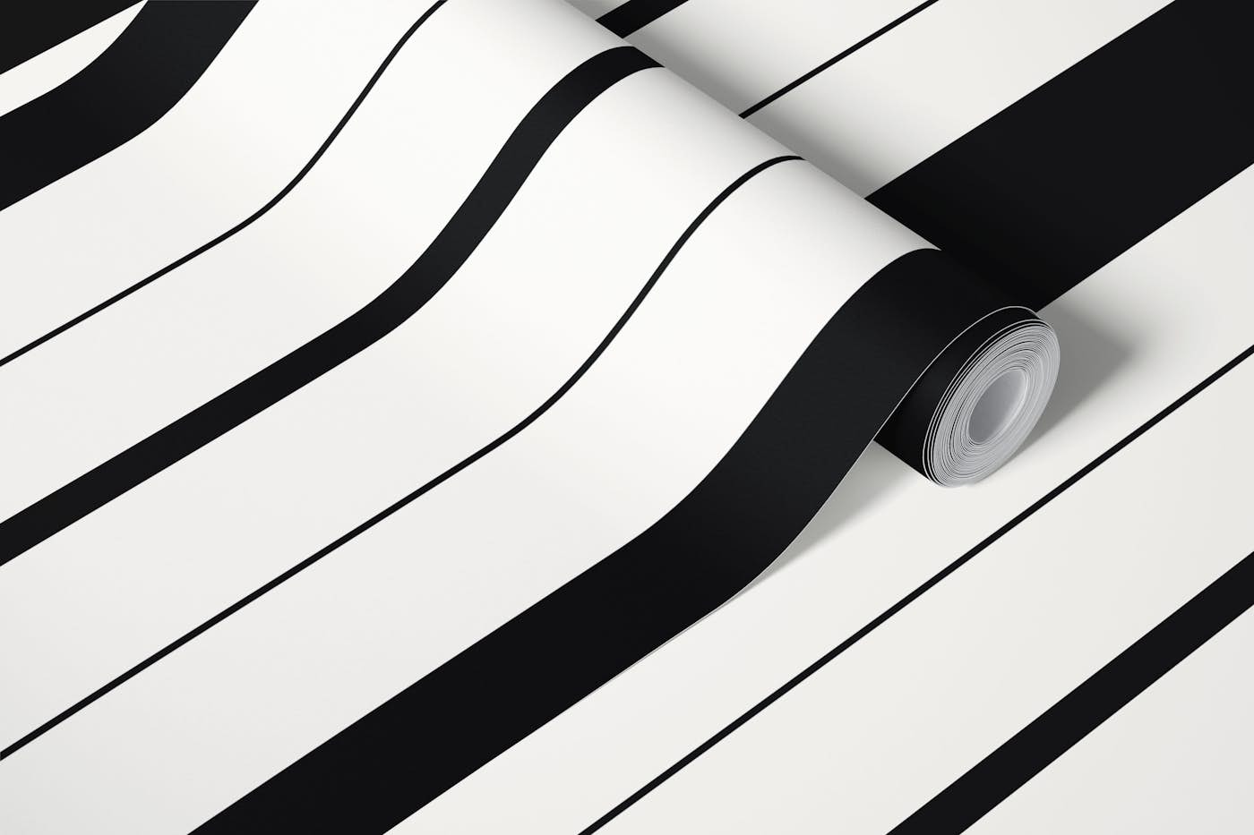 Bold Vertical Stripes in Black and Off White wallpaper roll