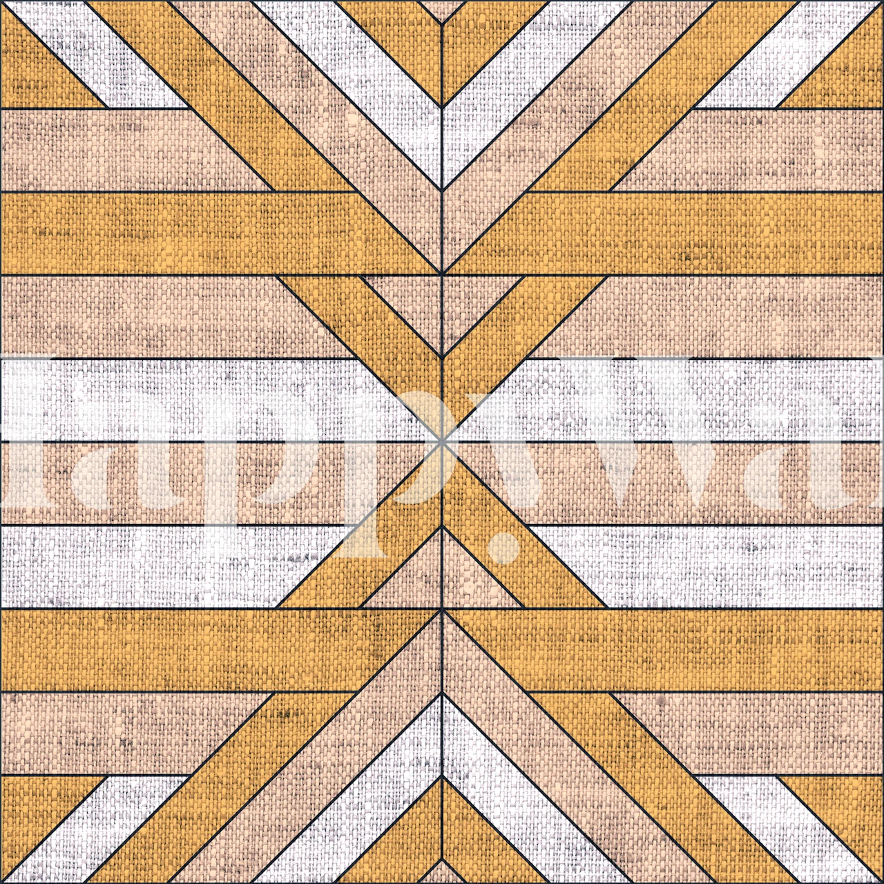 Geometric on Grunge Textile Wall Mural with warm tones and overlapping patterns