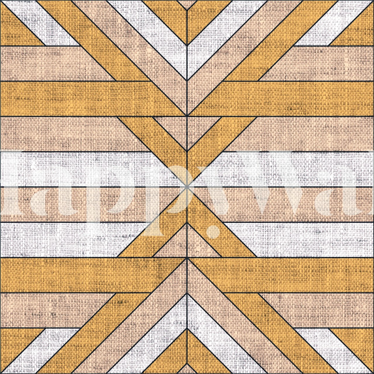 Geometric on Grunge Textile Wall Mural with warm tones and overlapping patterns