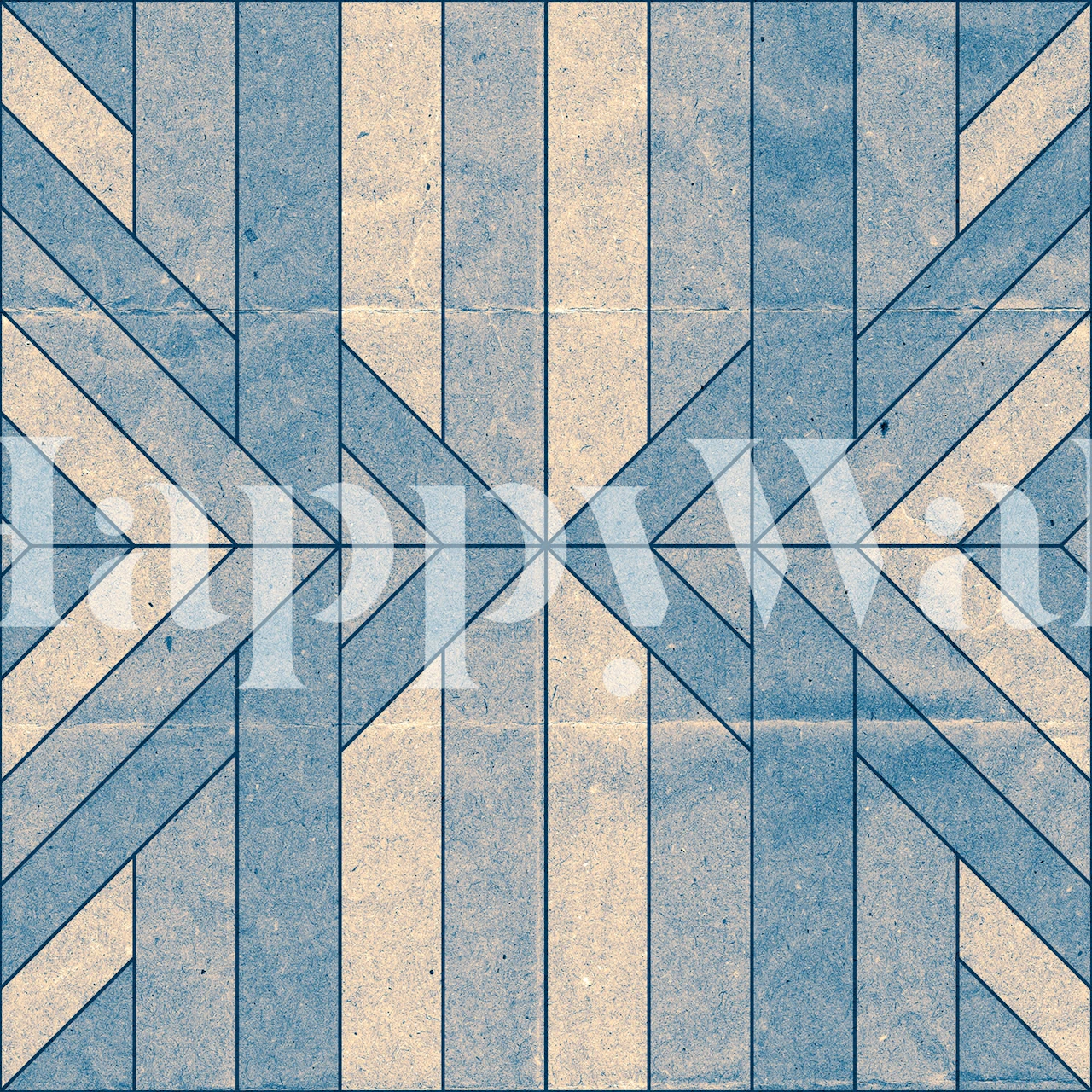 Geometrisches blaues Wandgemälde aus altem Papier mit Vintage-Textur und -Muster