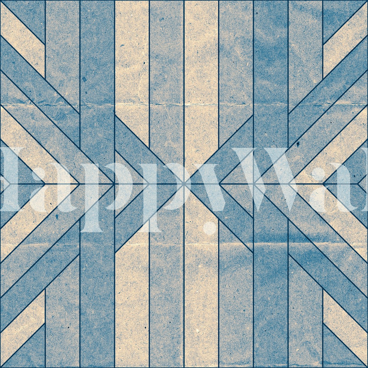 Stari papirni geometrijski plavi zidni mural s vintage teksturom i uzorkom