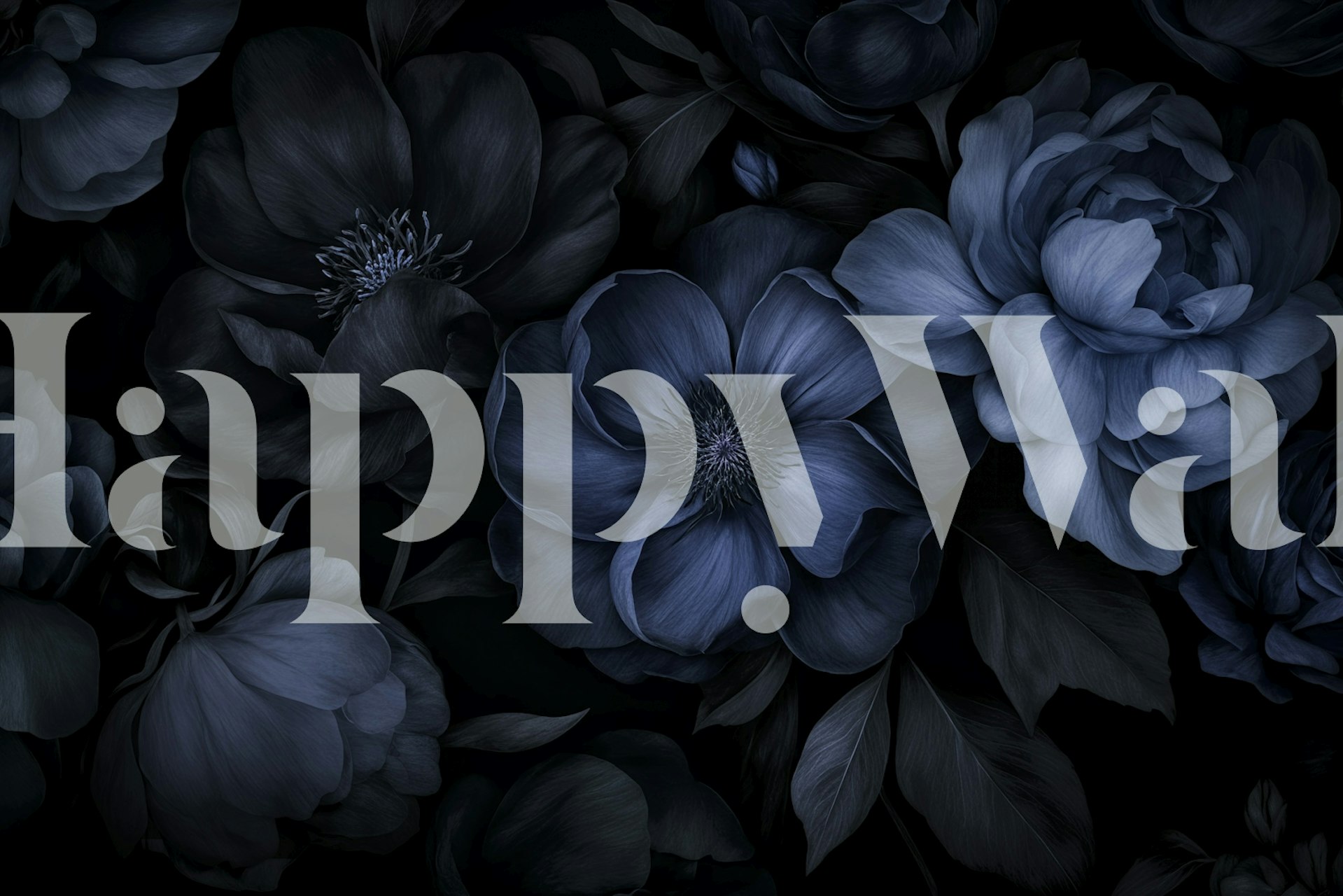 Opulent Gothic Garden Midnight Blue wallpaper in a room