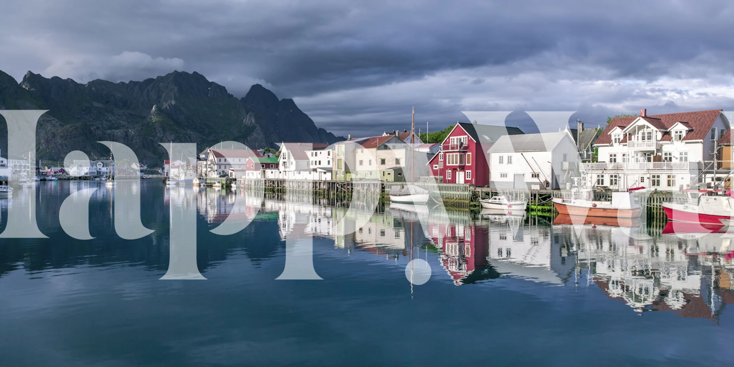 Norwegian coastline wallpaper in a stylish room