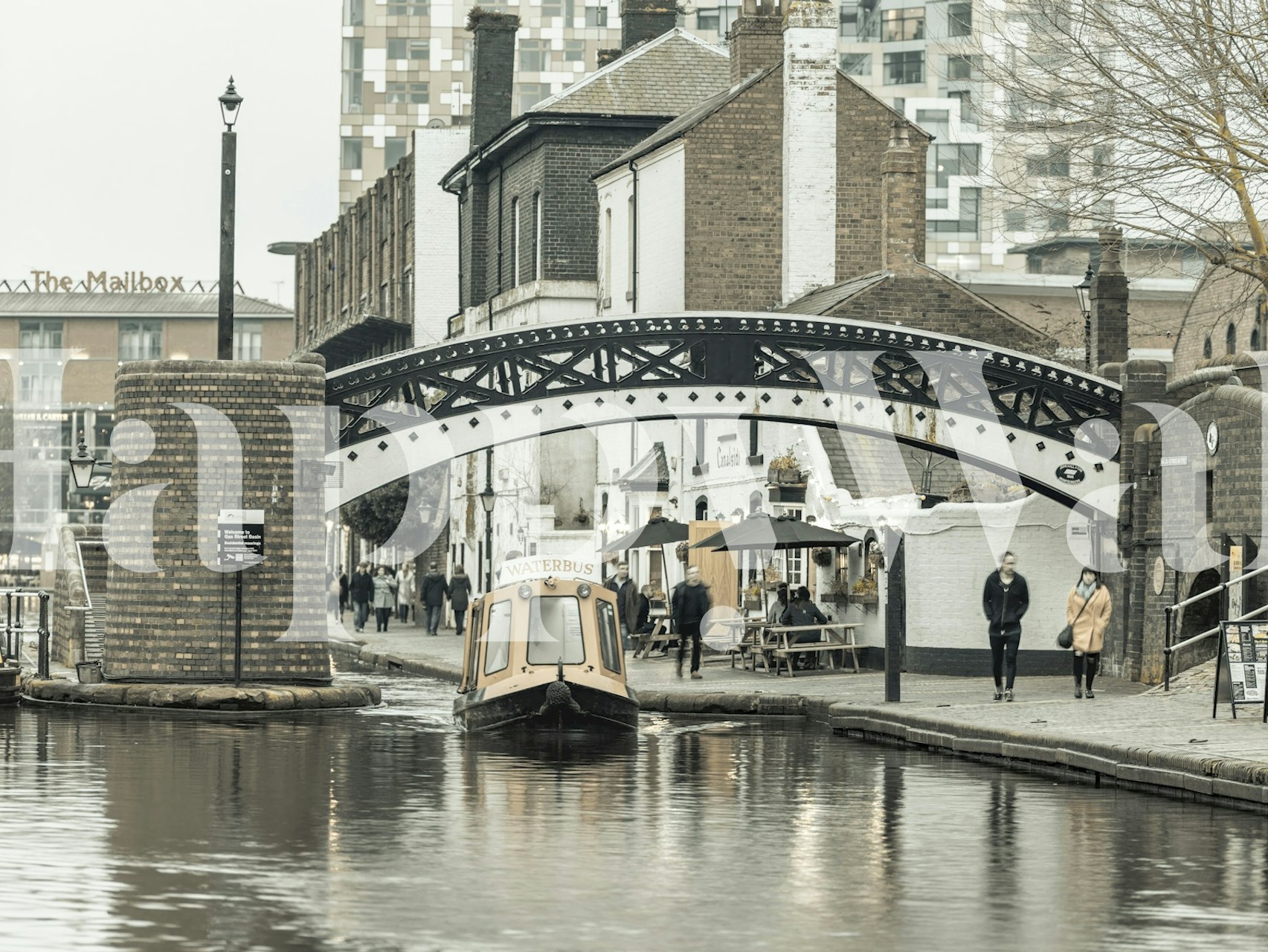 Canalside View i Birmingham tapet i et rum