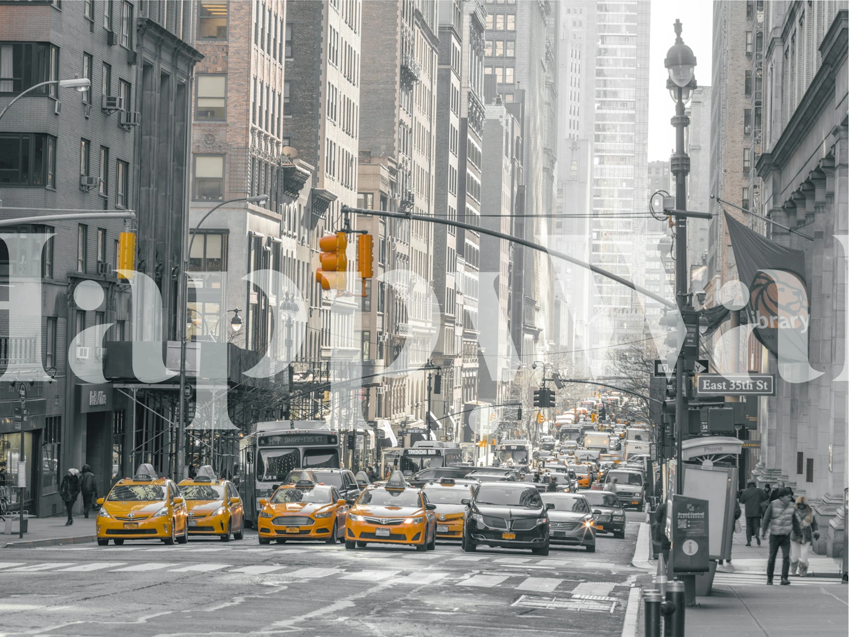 Papel de parede NYC Taxis em um quarto moderno