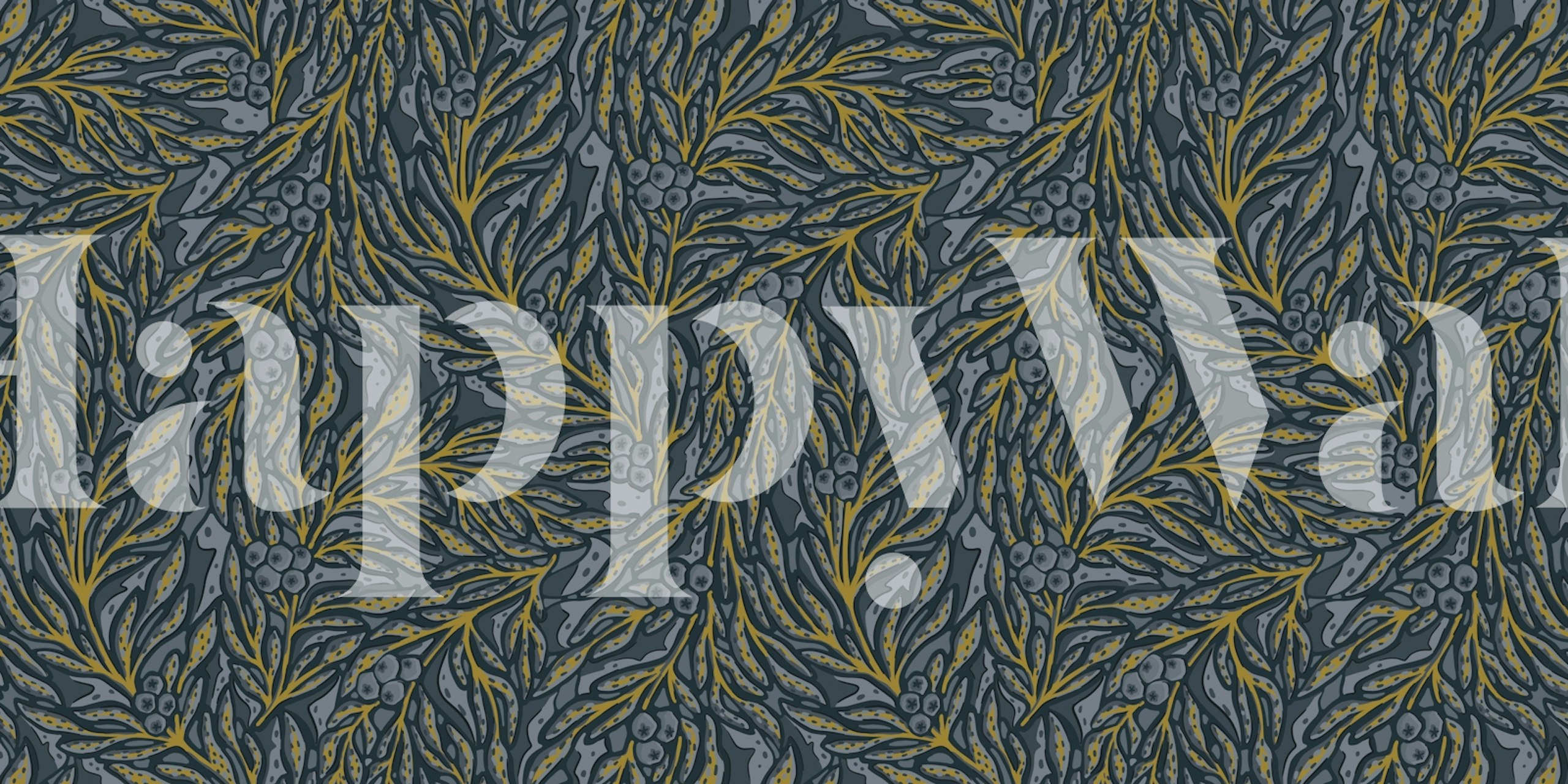 Abstract palm leaves wallpaper in dark grey