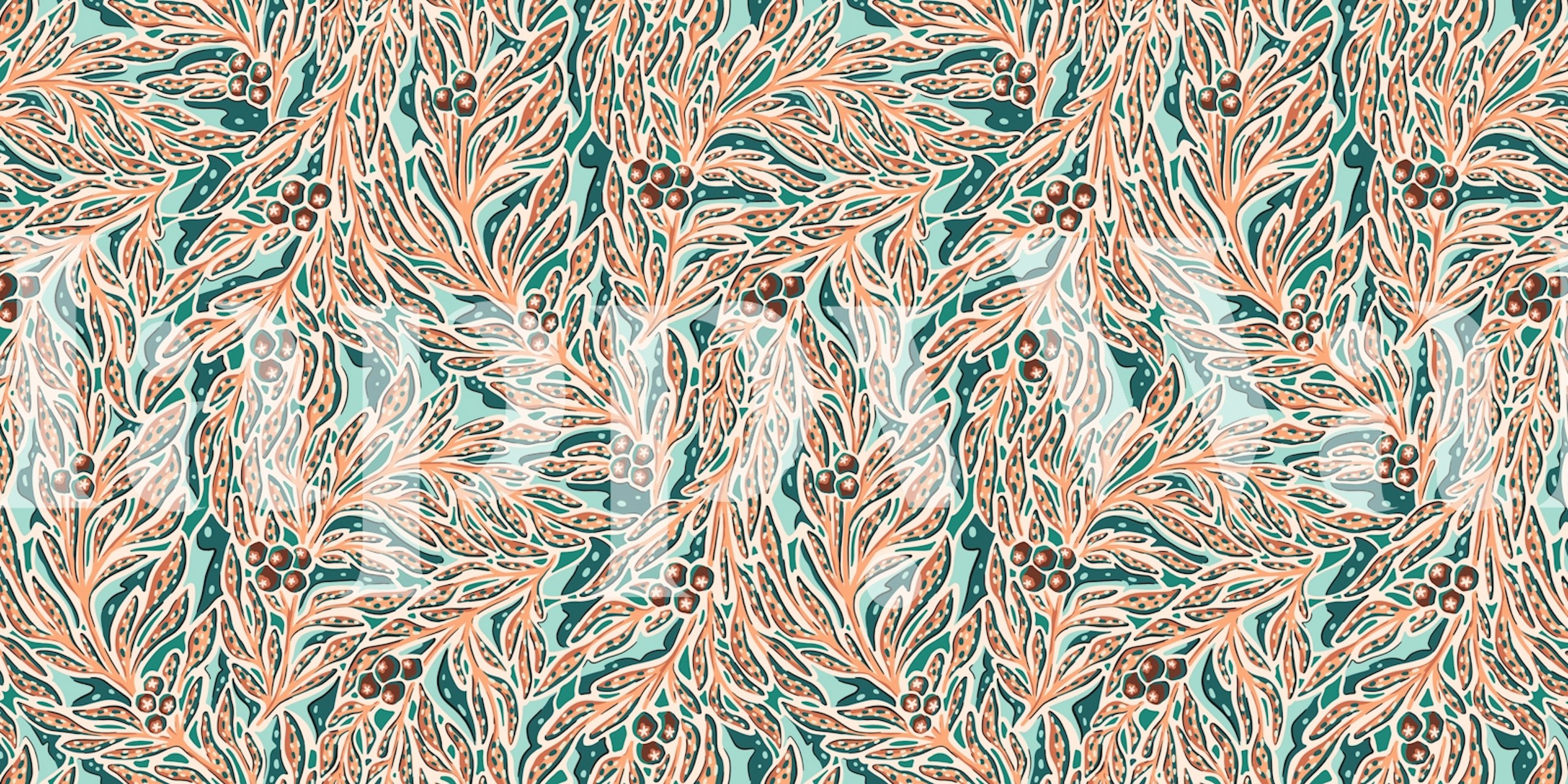 Design tapety Abstract palm leaves and fruit