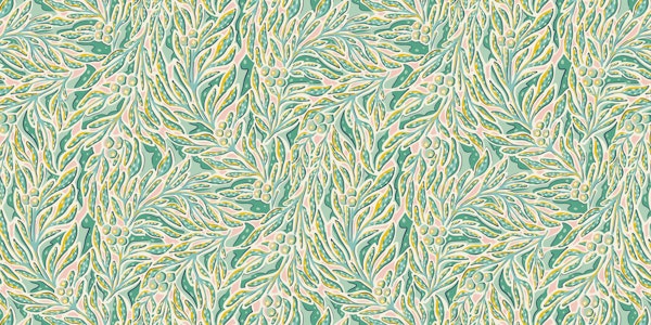 abstract palm leaves and fruit mint pink