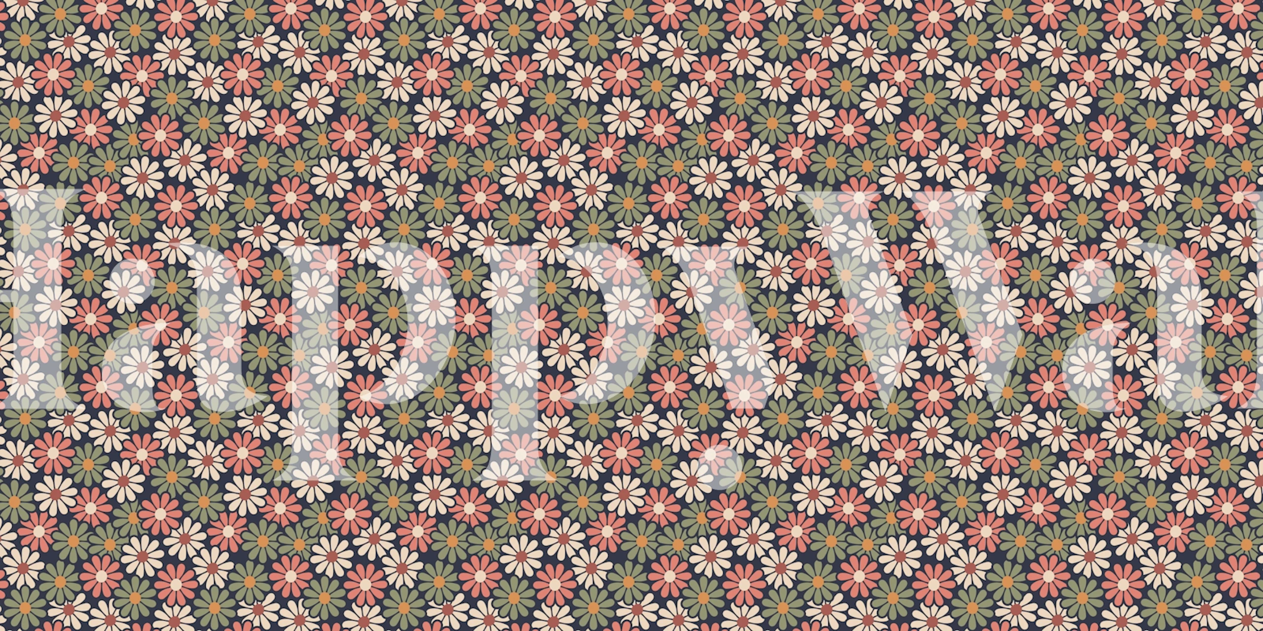 Floral pattern wallpaper with pink and white flowers on dark background