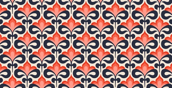 Elegant Modern Retro Bloom Red Navy