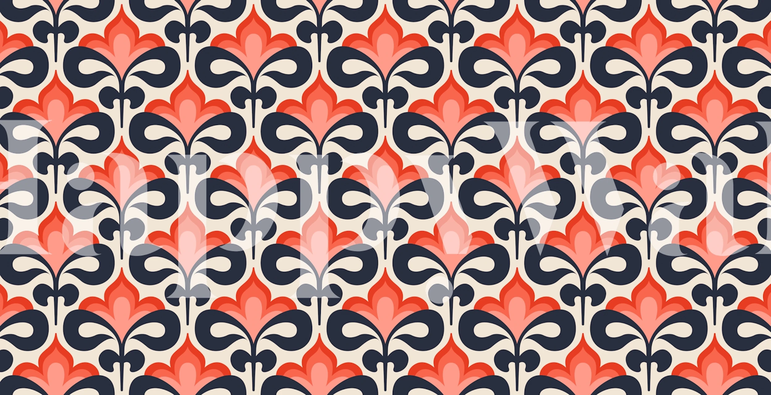 Elegant modern retro bloom wallpaper in a room