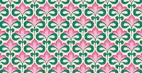 Vibrant Green & Pink Retro Blooms ταπετσαρία