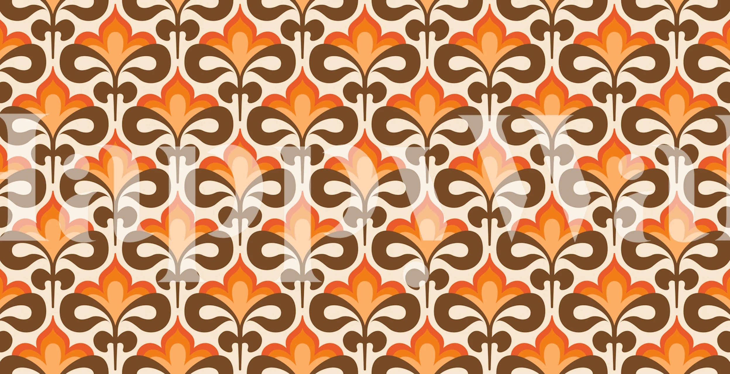 Warm Vintage Floral Symphony wallpaper in a room