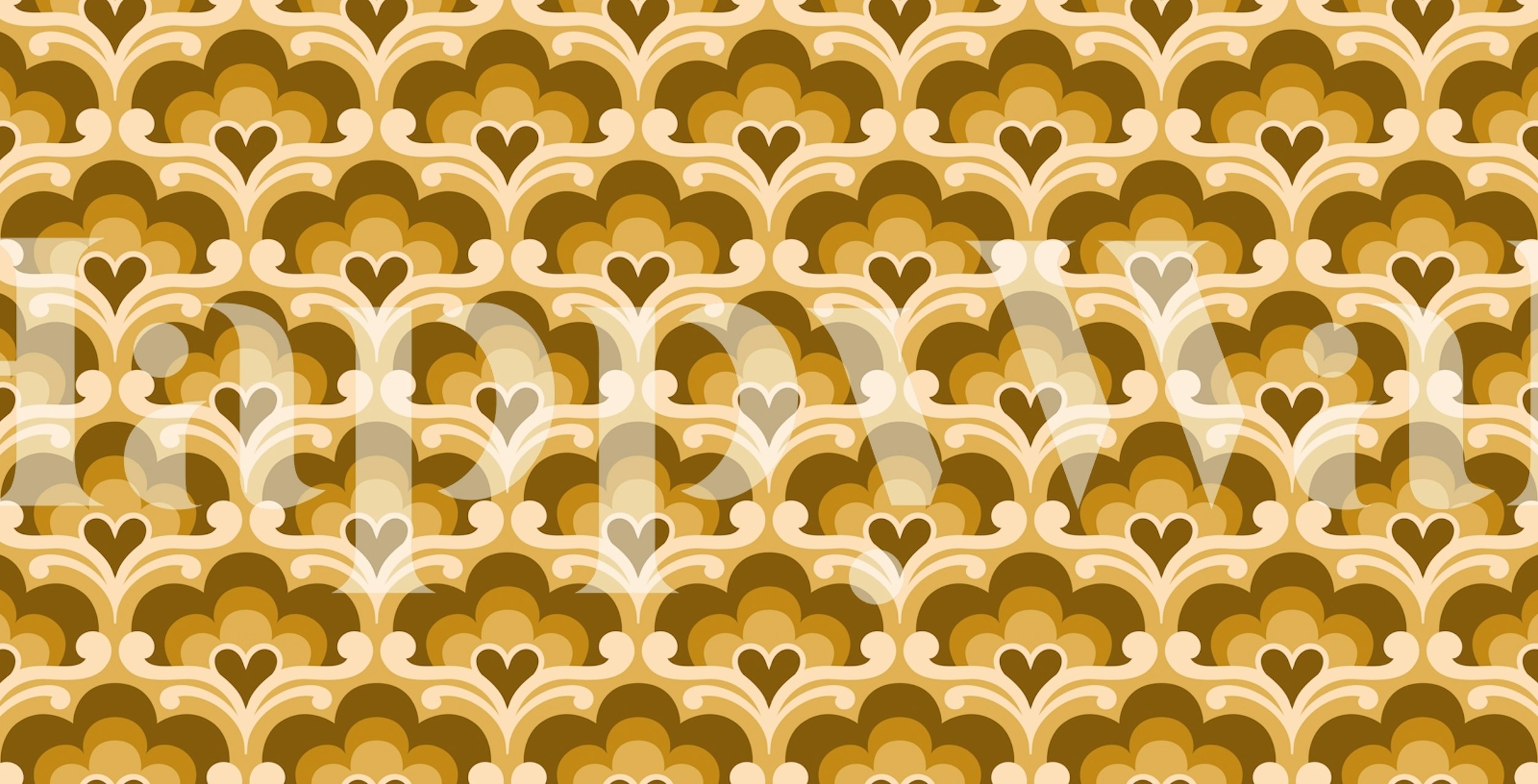 Golden Retro Blossoms wallpaper in a room