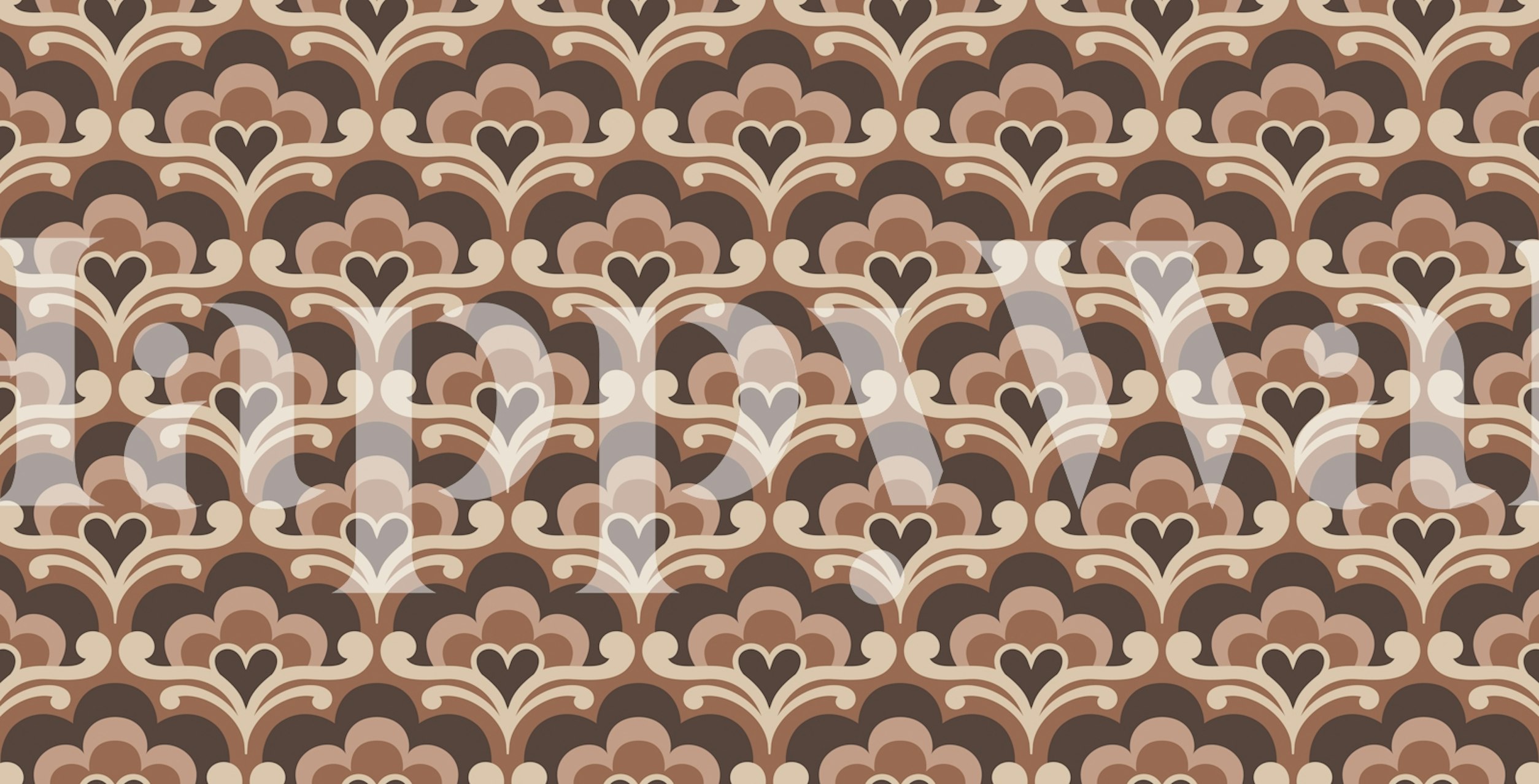 Brown retro floral wallpaper with intricate designs
