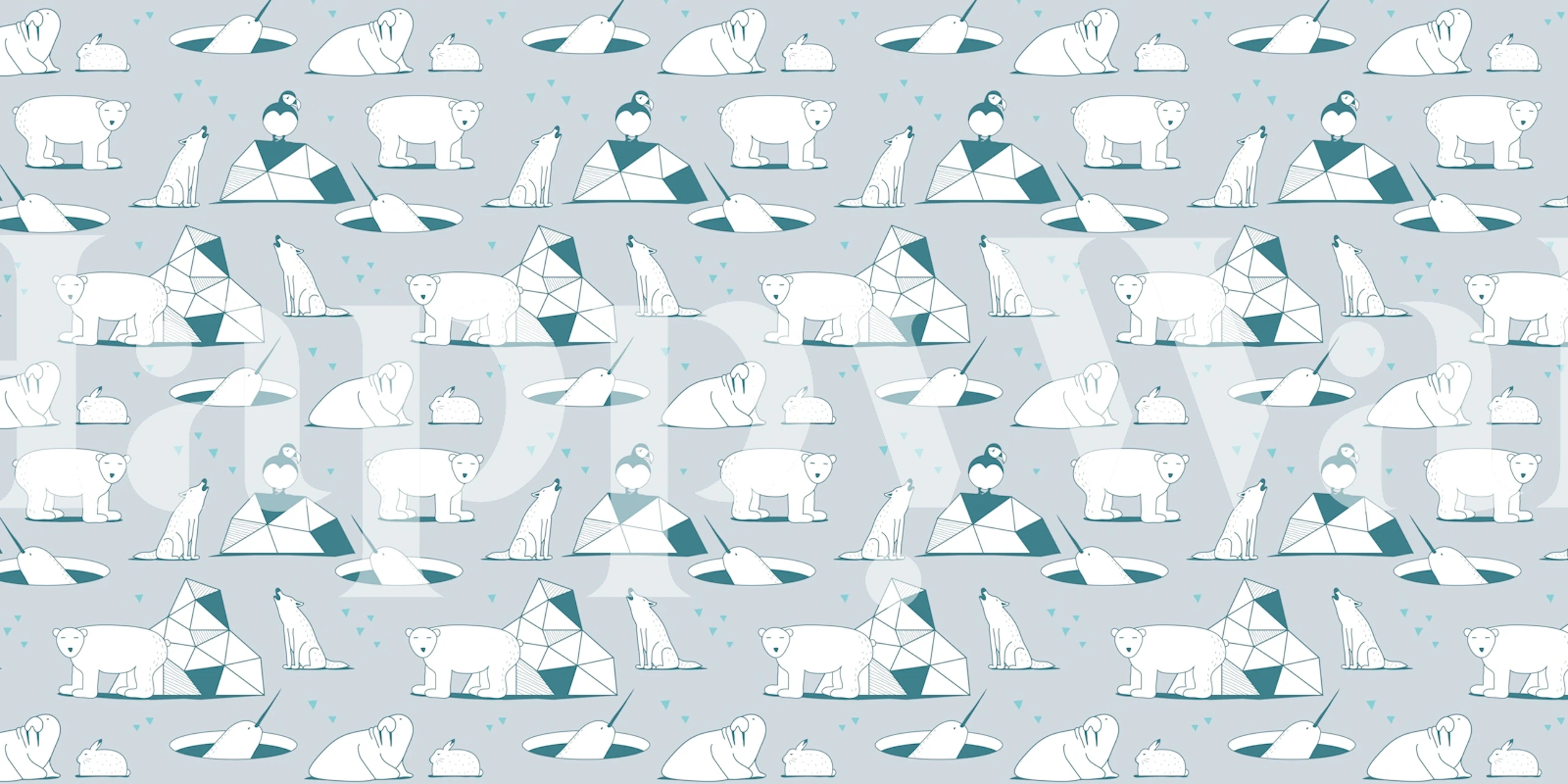 Arctic Animal Adventure behang in een kamer