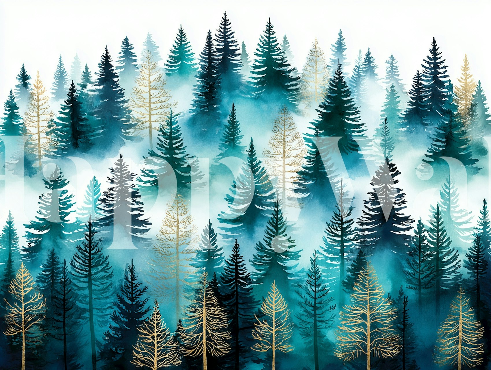 Serene Woodland Mist wallpaper in a room