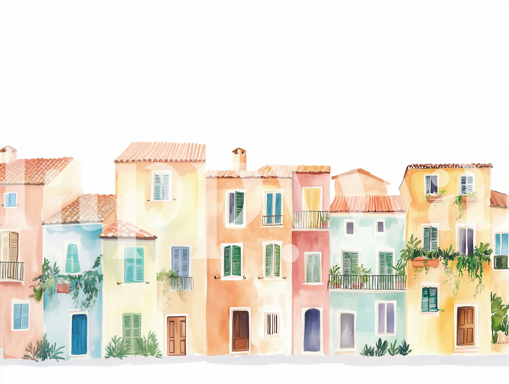 Tapeta Mediterranean Village Charm v místnosti