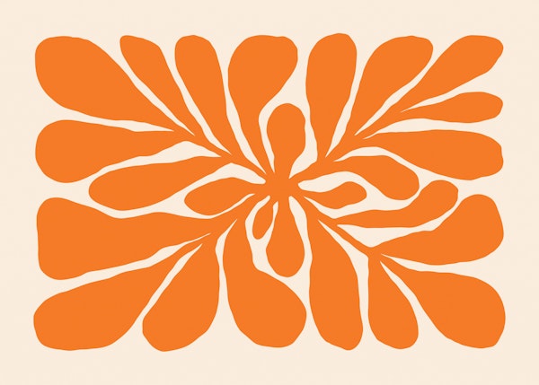 Abstract Leaf Shapes - Ivory and Orange