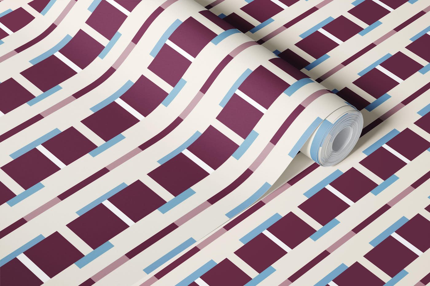 Burgundy Grid Elegance wallpaper roll