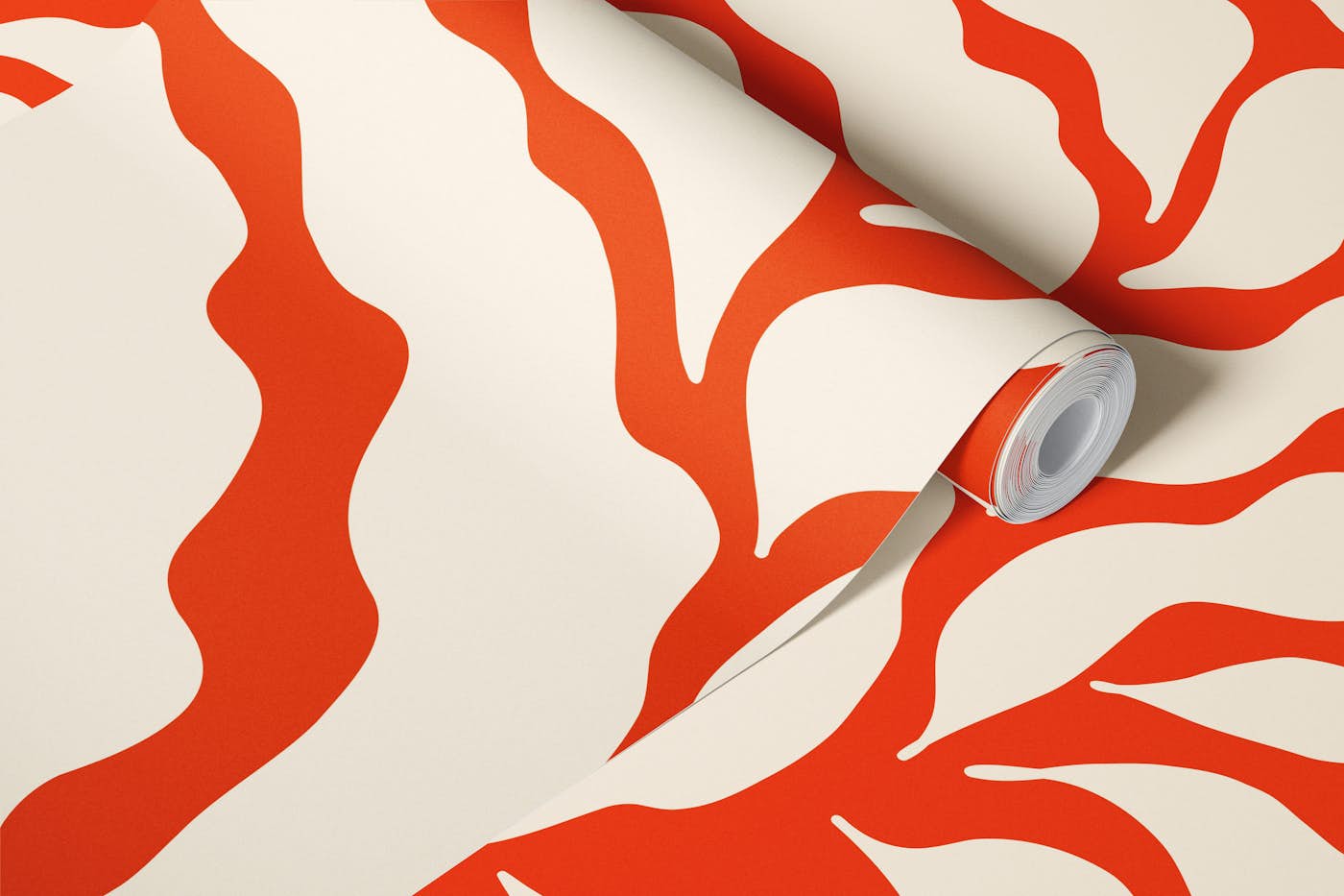 Lush Leaf Motif on Red wallpaper roll