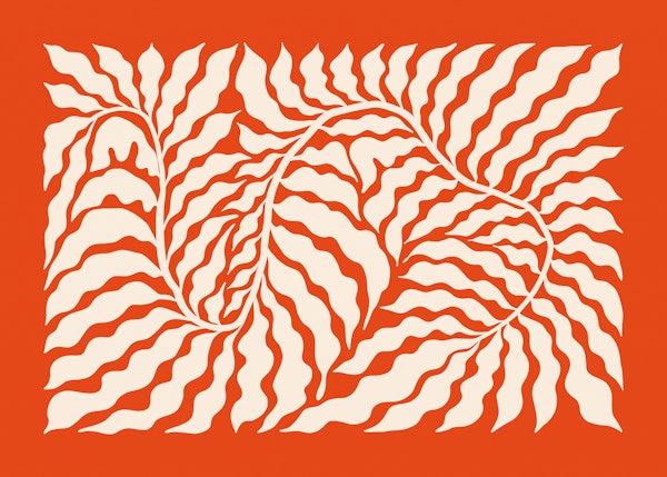 Lush Leaf Motif on Red