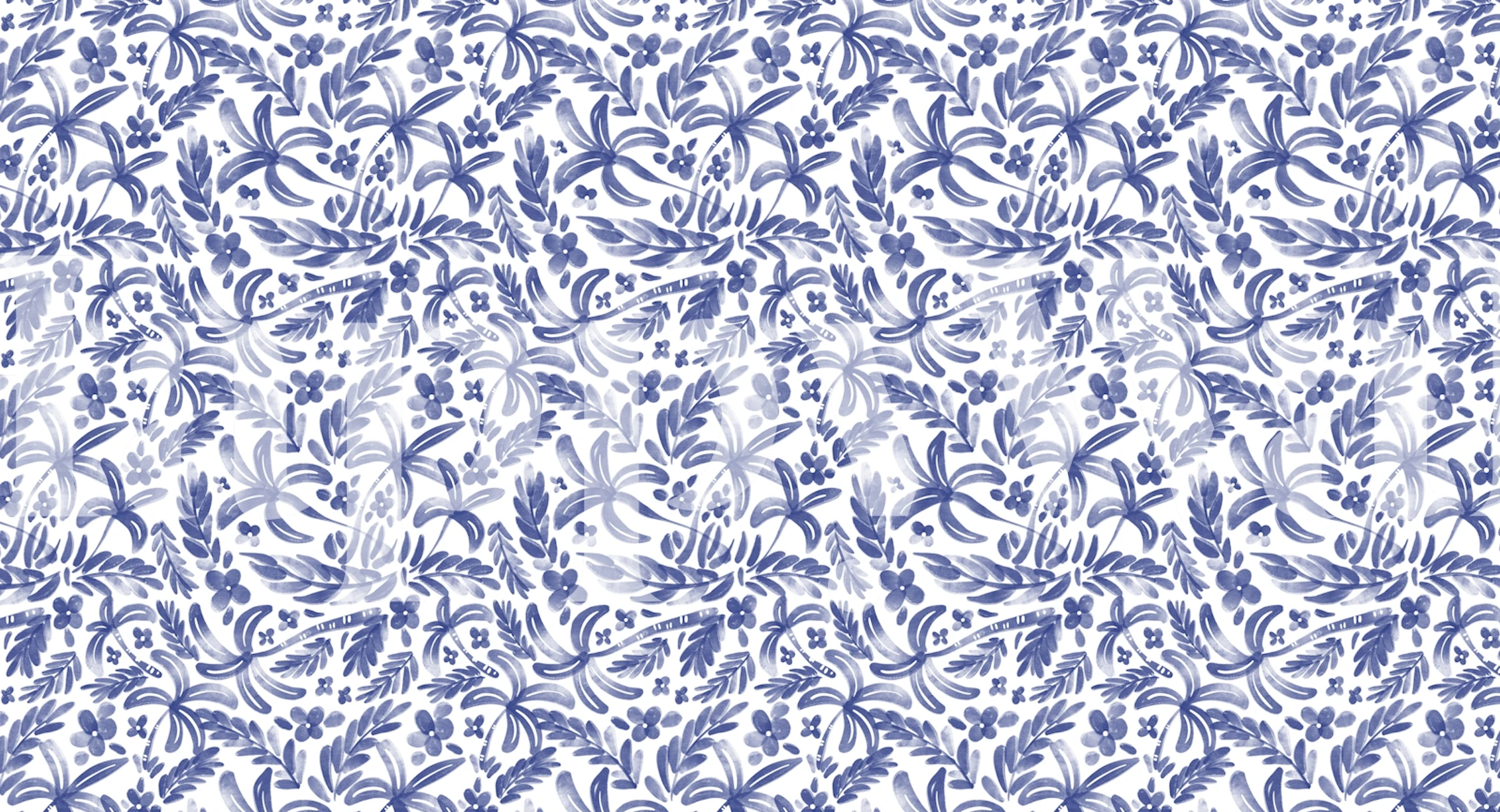 Indigo Tropical Bliss wallpaper in a room