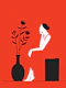Sitting Lady in Red Dress