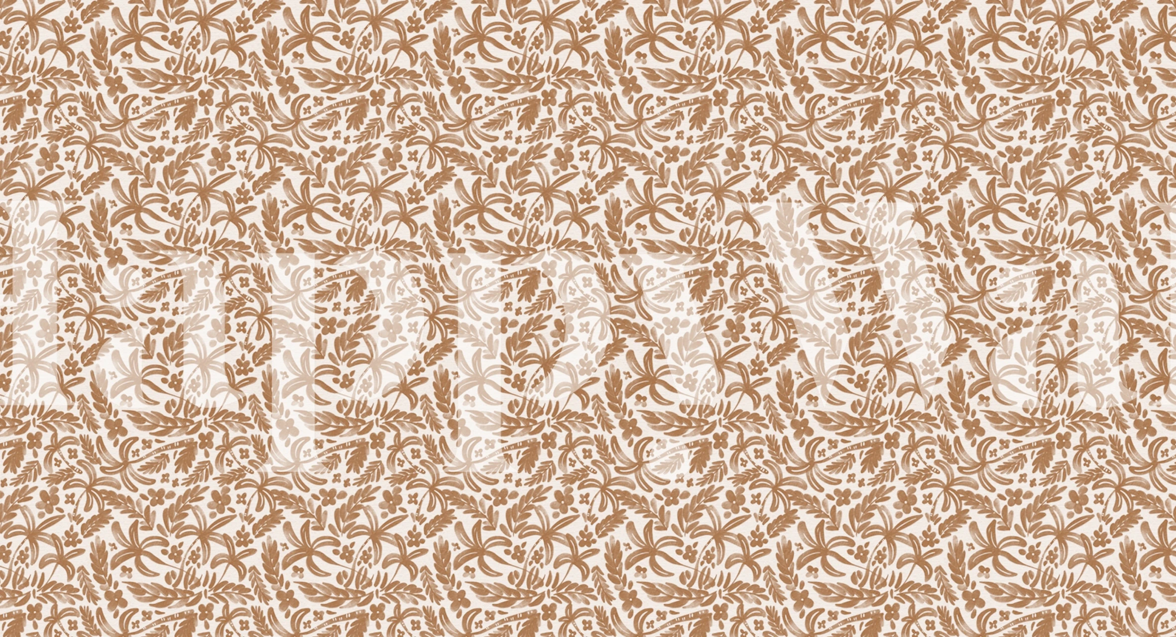 Floral pattern in brown tones on cream background wallpaper