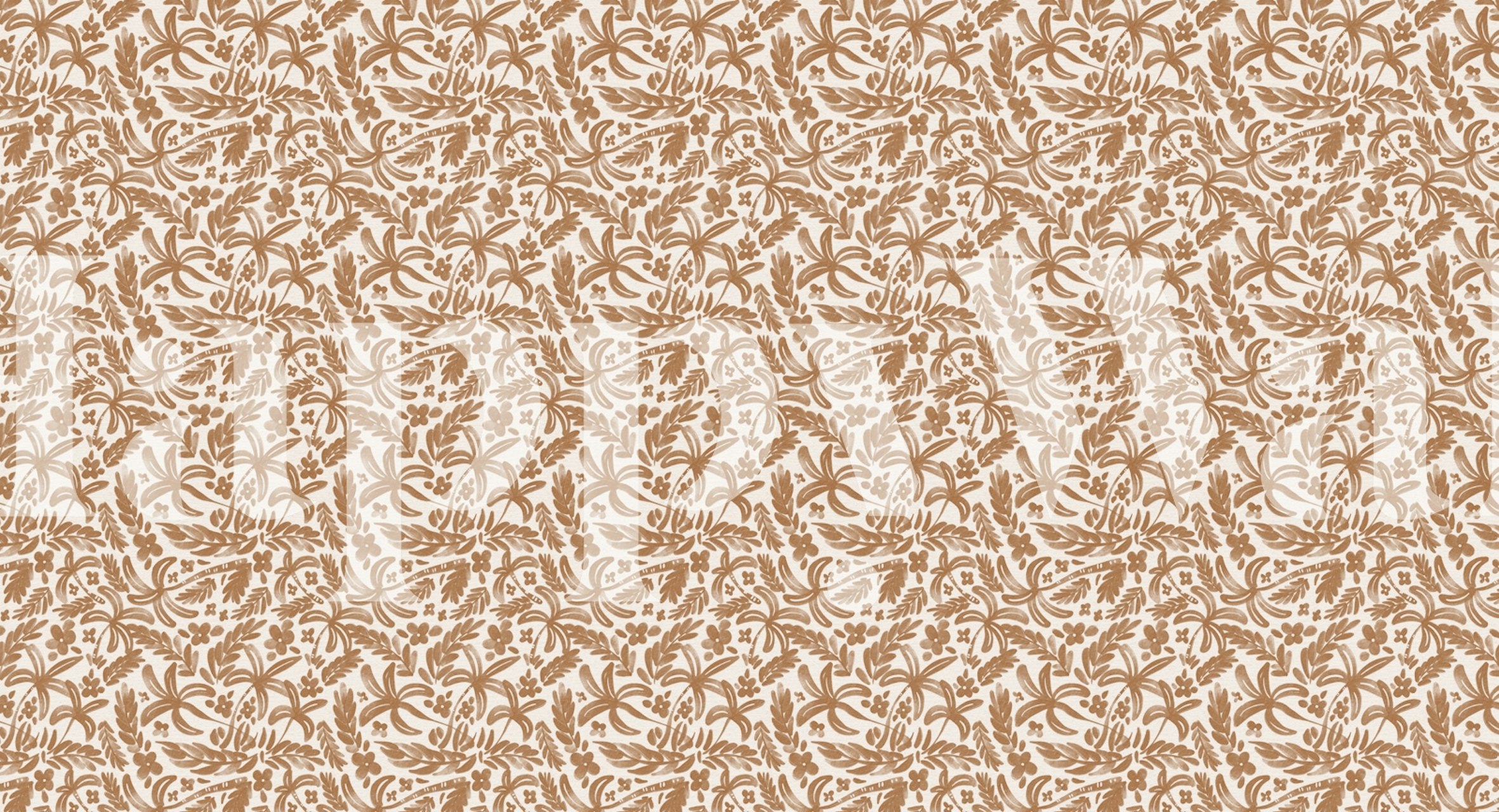 Floral pattern in brown tones on cream background wallpaper