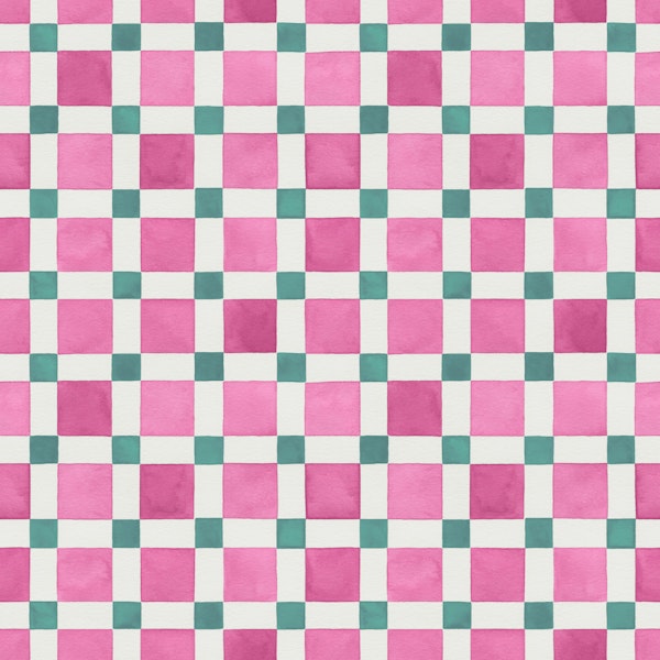 Checkerboard Mosaic Geometric Pink Green