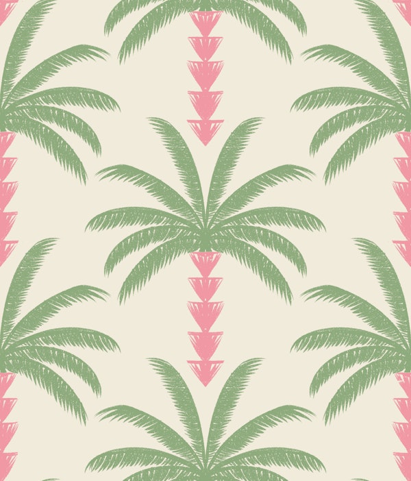 Palm Stripes Pink Green Palm Tree Pattern