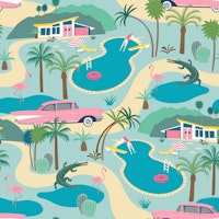 Palm Springs Poolside Glamour - pink Large wallpaper