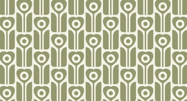 Geometric retro tulips sage