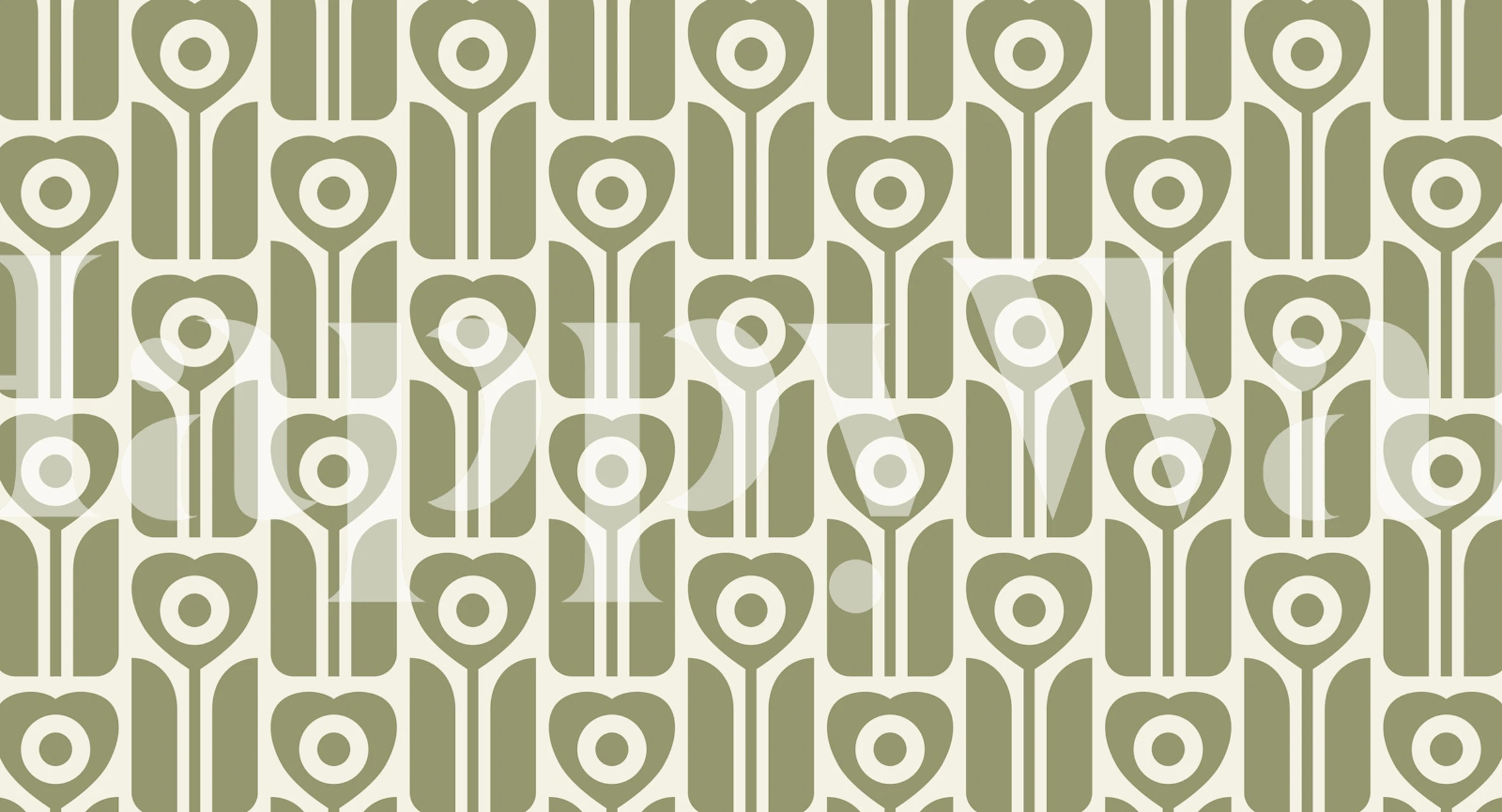 Geometric retro tulips sage tapet i et rom