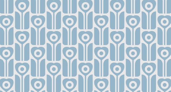 Retro geometric tulip flowers light blue