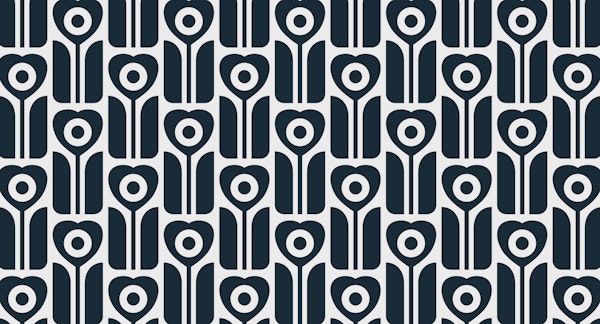 Retro geometric tulips black and white